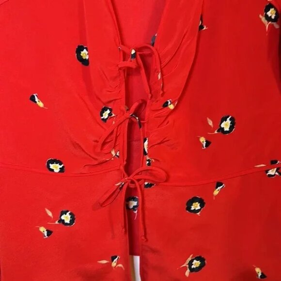 Intermix Kirsten Silk Top Open Tie Front - Picture 3 of 4